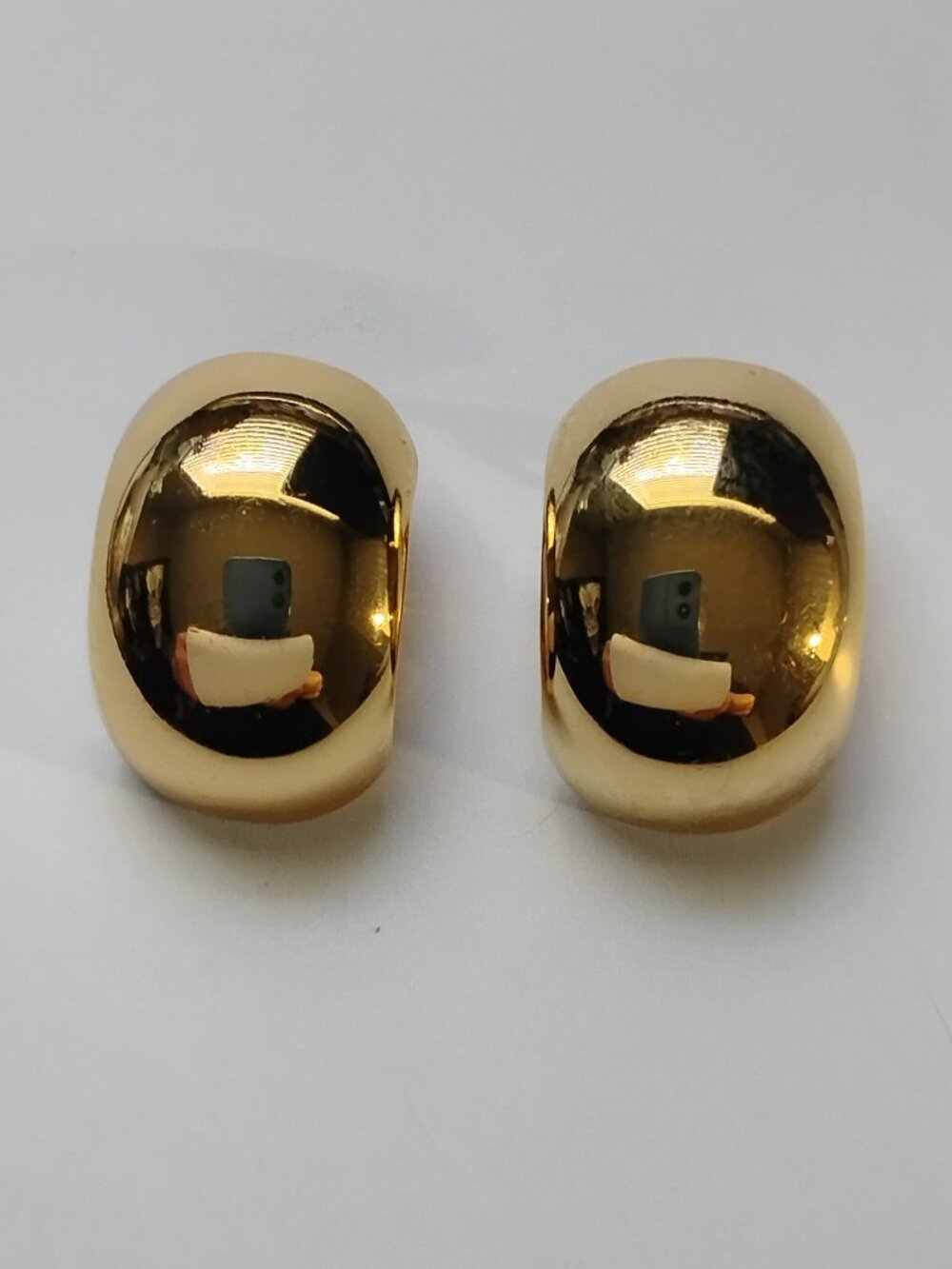 Vintage Christian Dior Germany Gold Dome Half Hoop Clip-On Earrings
